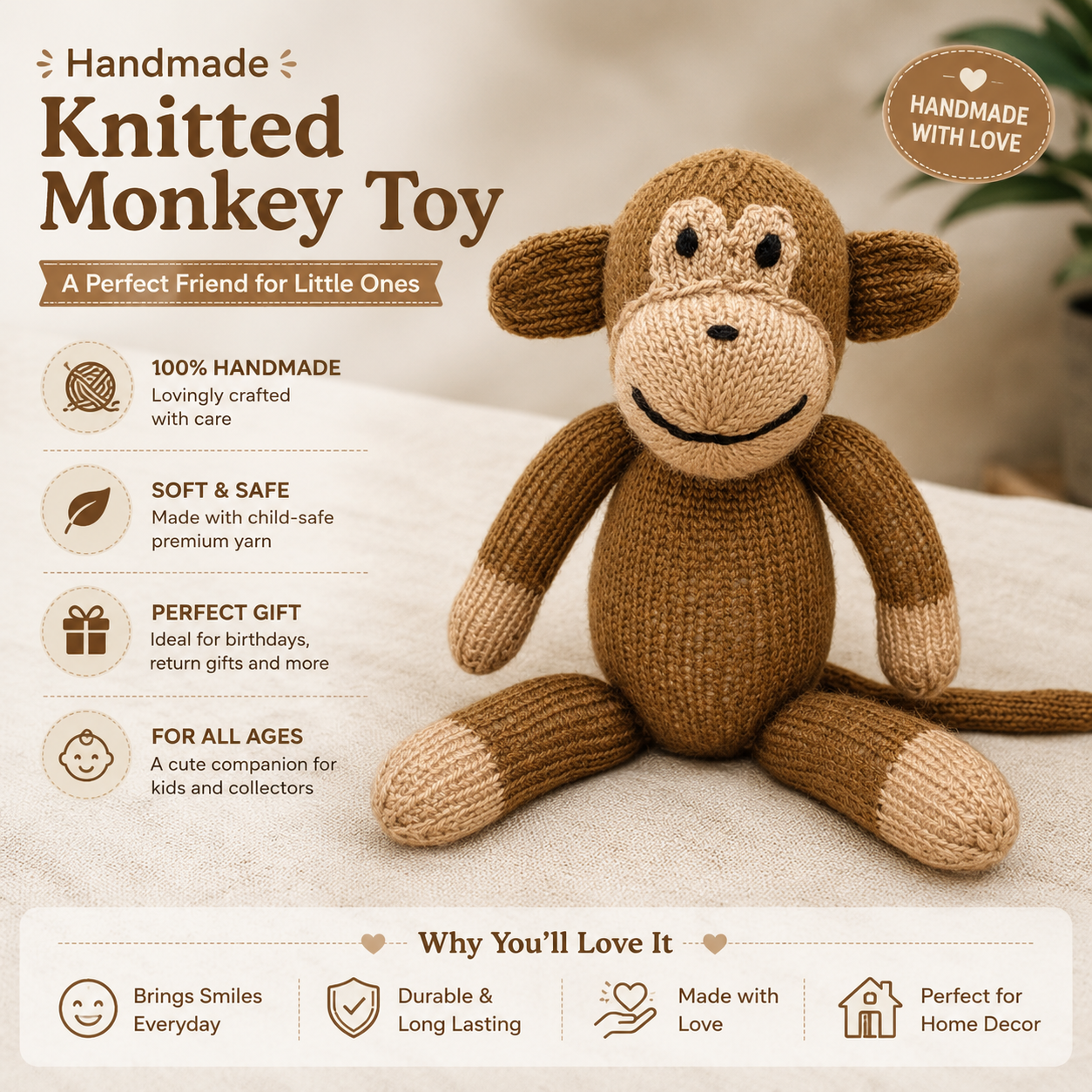 Knitted Monkey Toy image 2