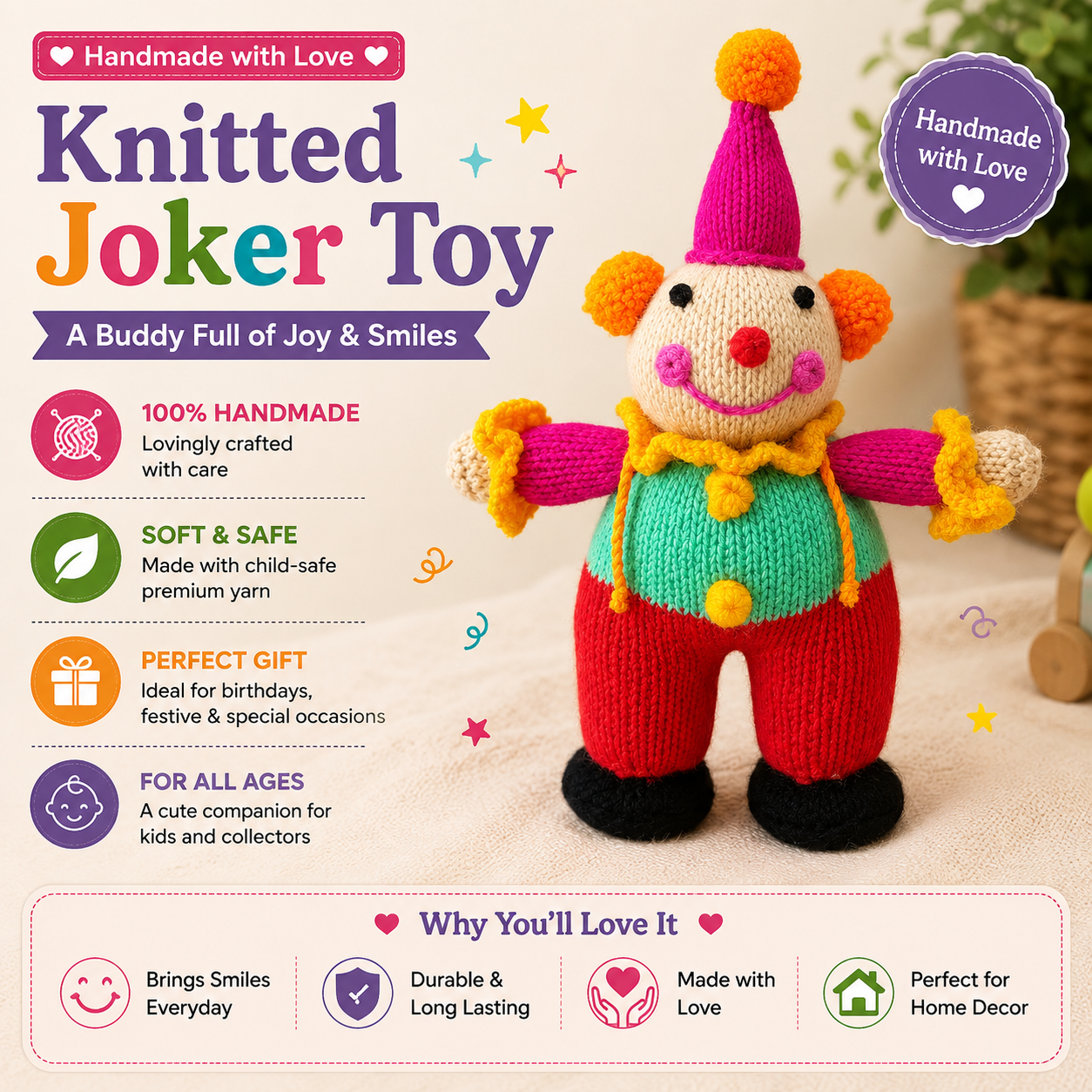 Knitted Joker Toy image 2