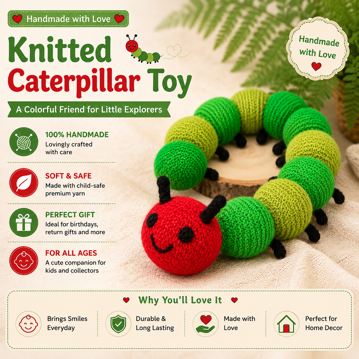 Knitted Caterpillar Toy image 2